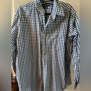 Ralph Lauren Men's Navy and White Plaid Shirt